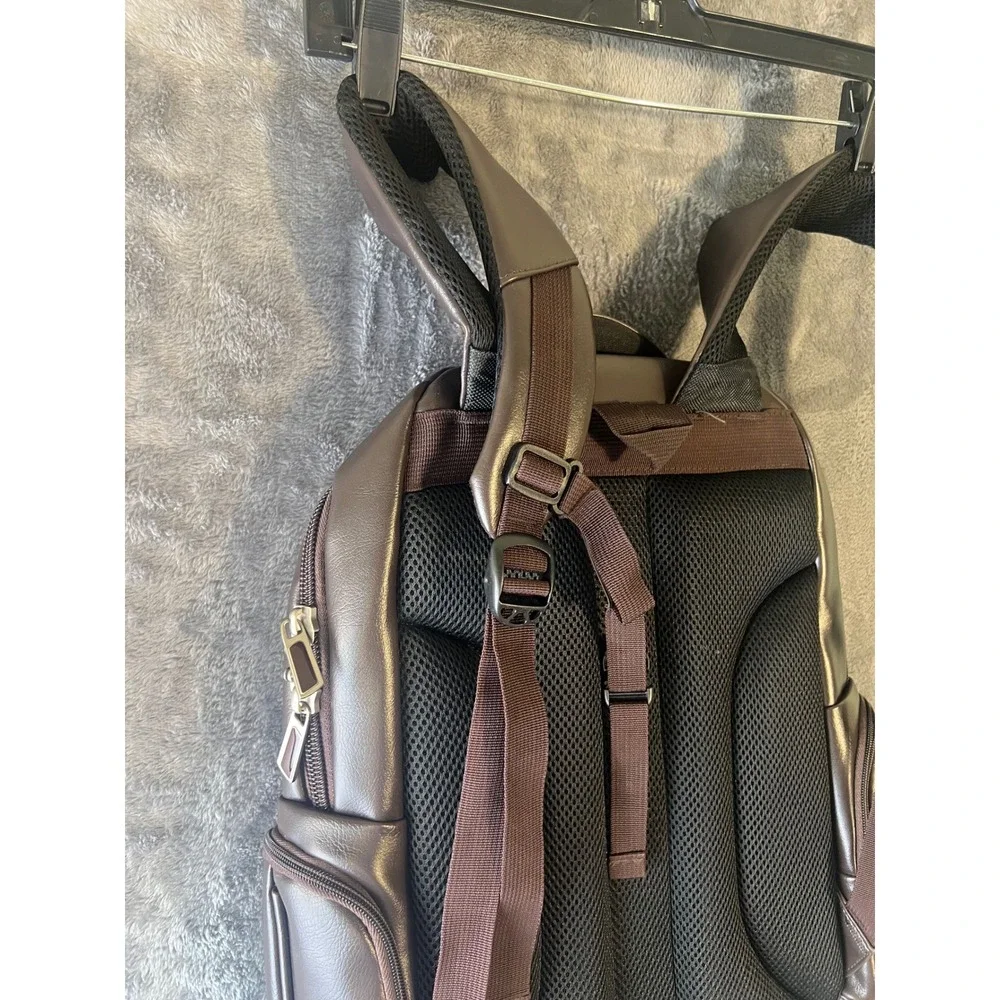 Bagagio Brown Faux Leather Multi Pocket Padded Laptop Travel Backpack Bag